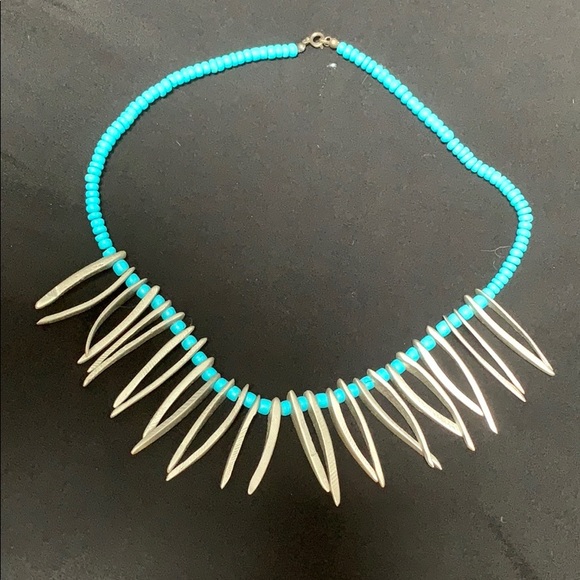 3/ $12 Tribal necklace teal and silver - Picture 2 of 2